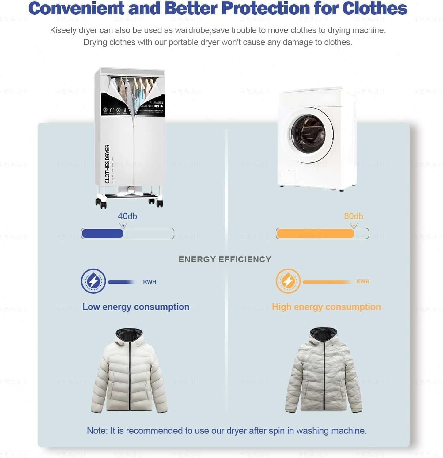 Secadora de Ropa Portátil con Temporizador, Armario de - Imagen 3