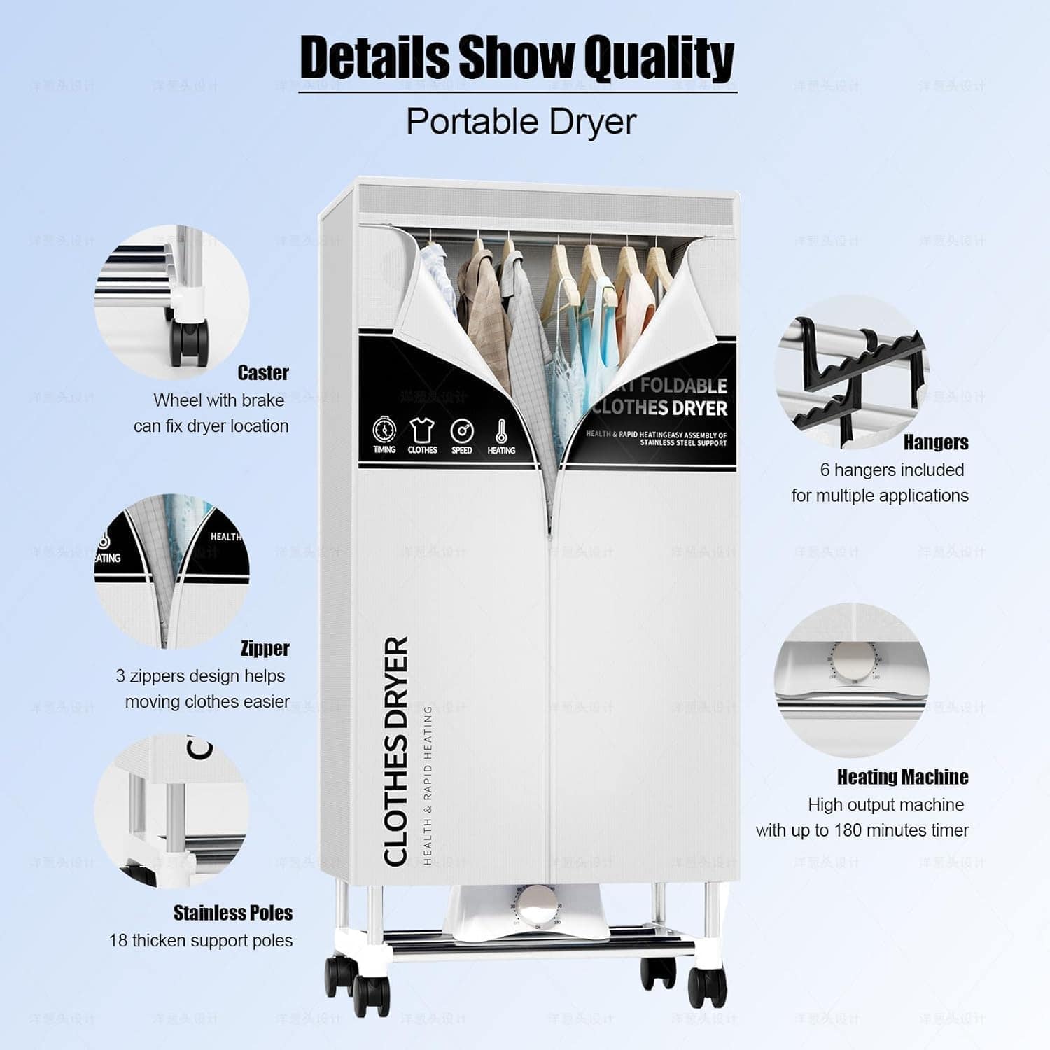 Secadora de Ropa Portátil con Temporizador, Armario de - Imagen 5