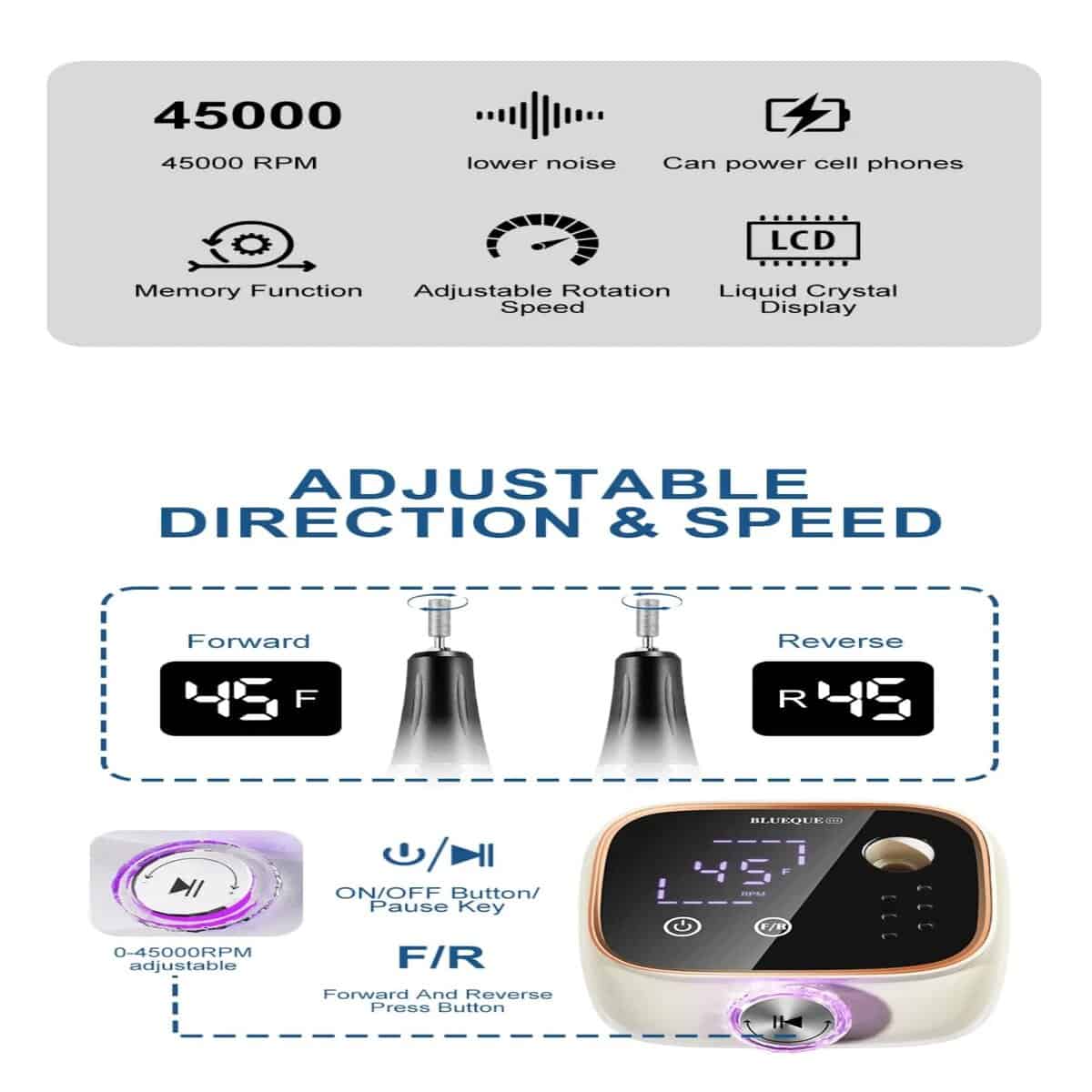 Kit de Taladro y Lima de Uñas Eléctrico Profesional Premium - Imagen 5