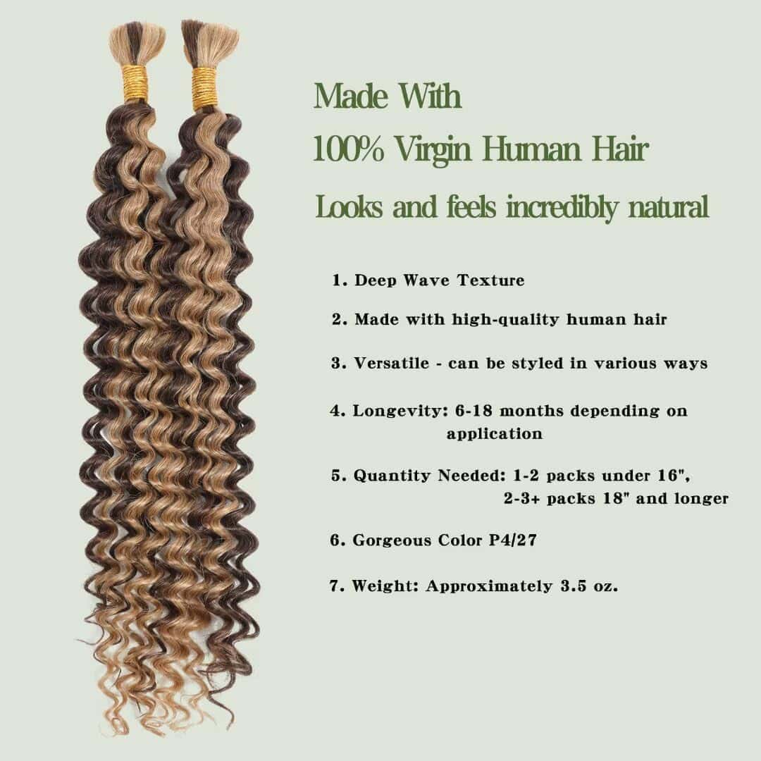 Cabello Humano Rizado Profundo en Bulk para Trenzar - Imagen 3