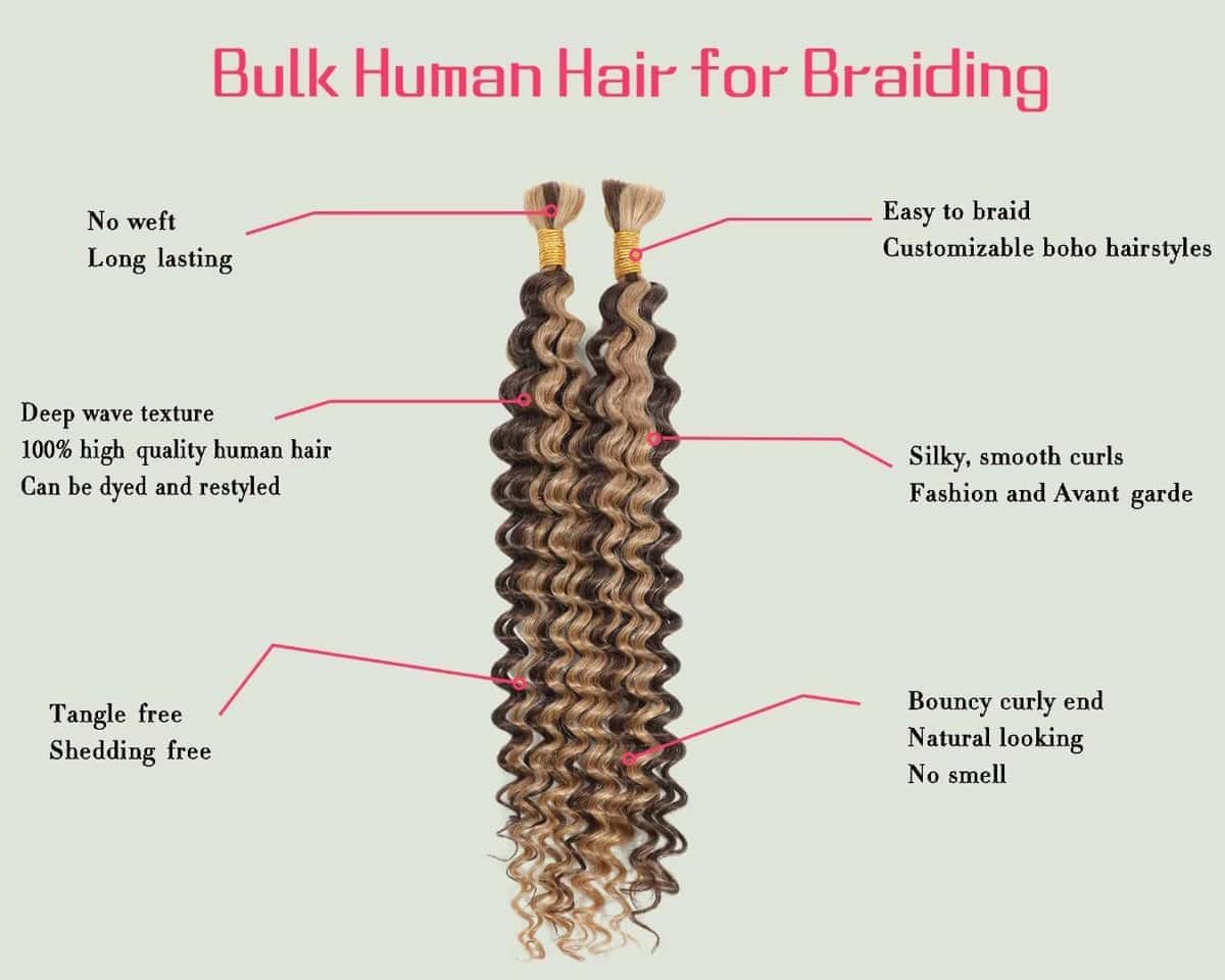 Cabello Humano Rizado Profundo en Bulk para Trenzar - Imagen 4