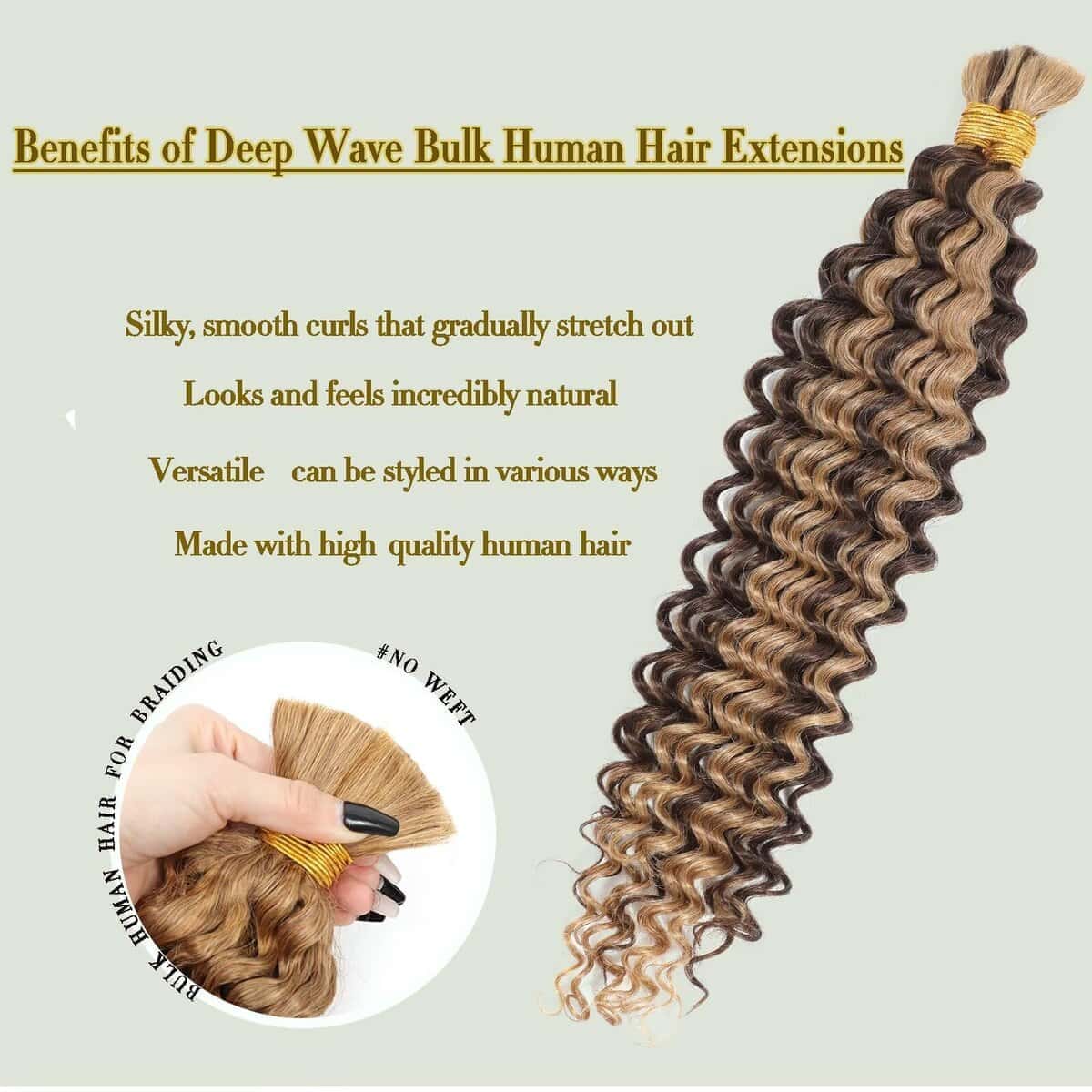 Cabello Humano Rizado Profundo en Bulk para Trenzar - Imagen 10