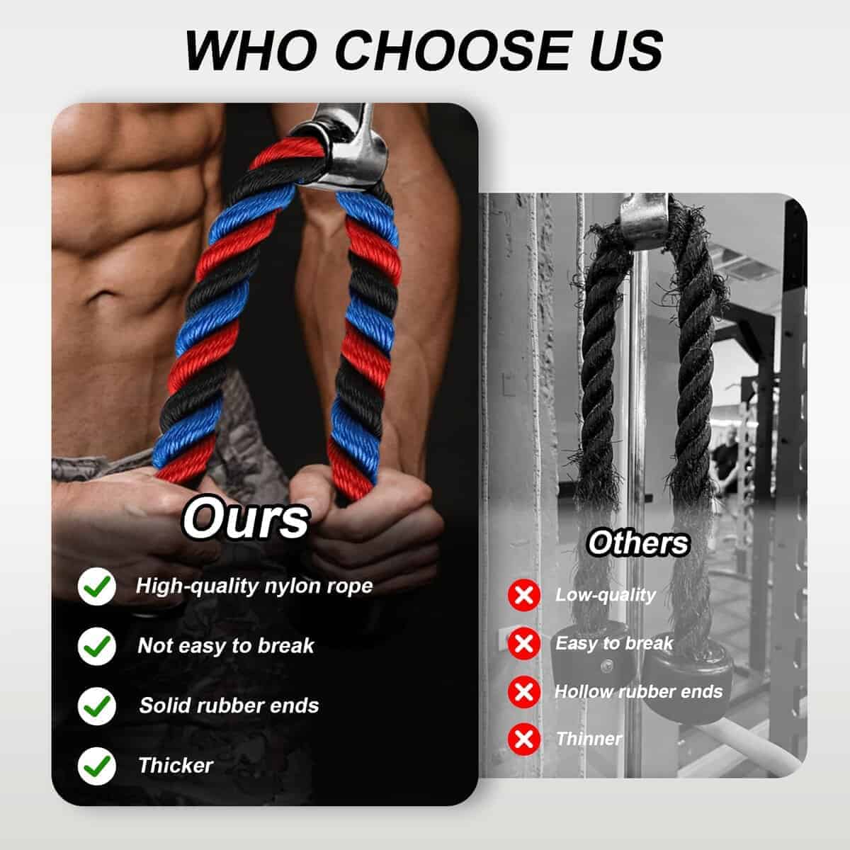 Cuerda Deluxe para Tríceps en el Gimnasio, 31.5 pulgadas de - Imagen 5