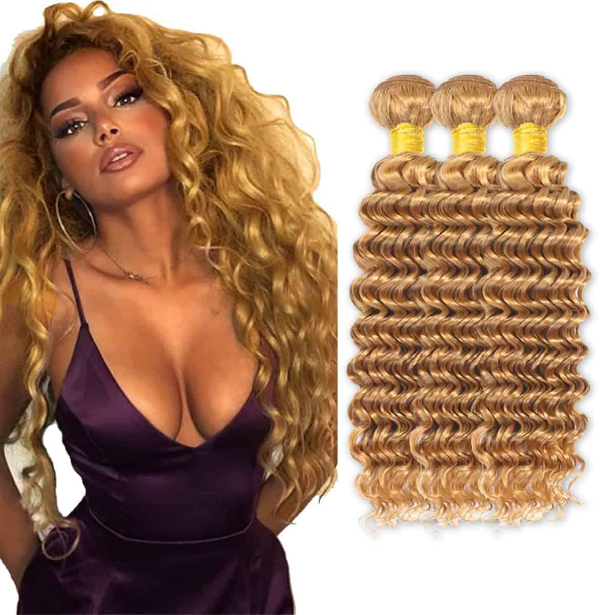 #27 Paquetes de Cabello Humano Ondulado en Agua 22 24 26