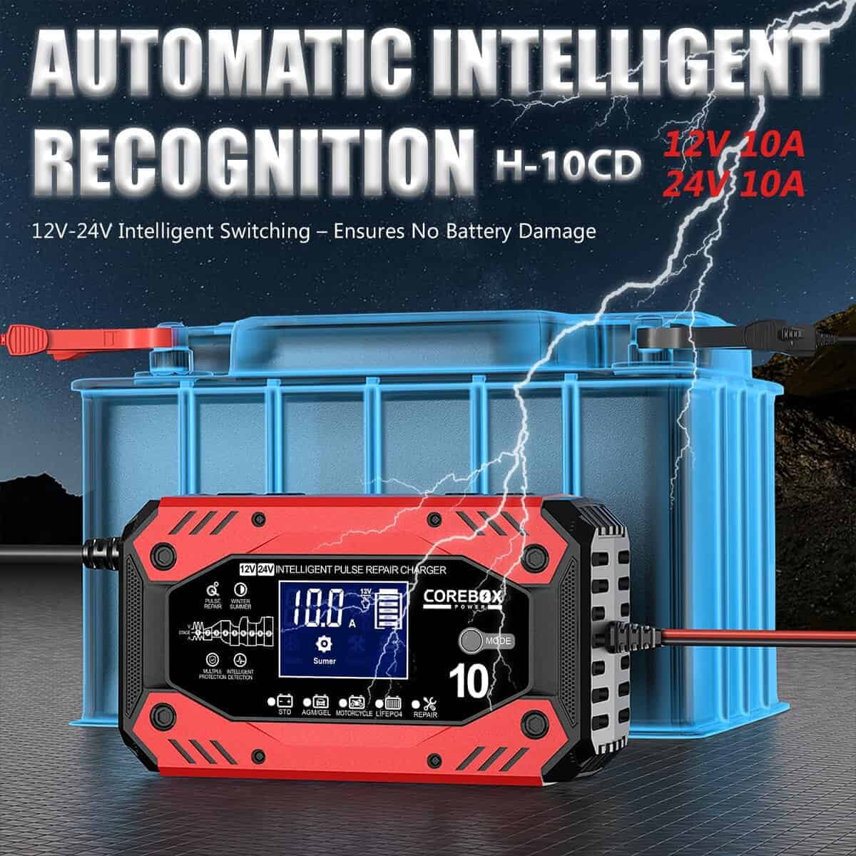 Cargador de Batería 10-Amp 12V/24V Inteligente para Coche - - Imagen 3