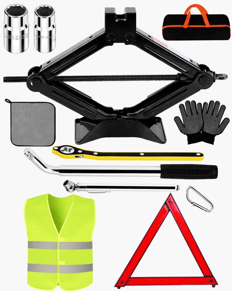 Gato de tijera de 1.5 toneladas en el kit de emergencia en