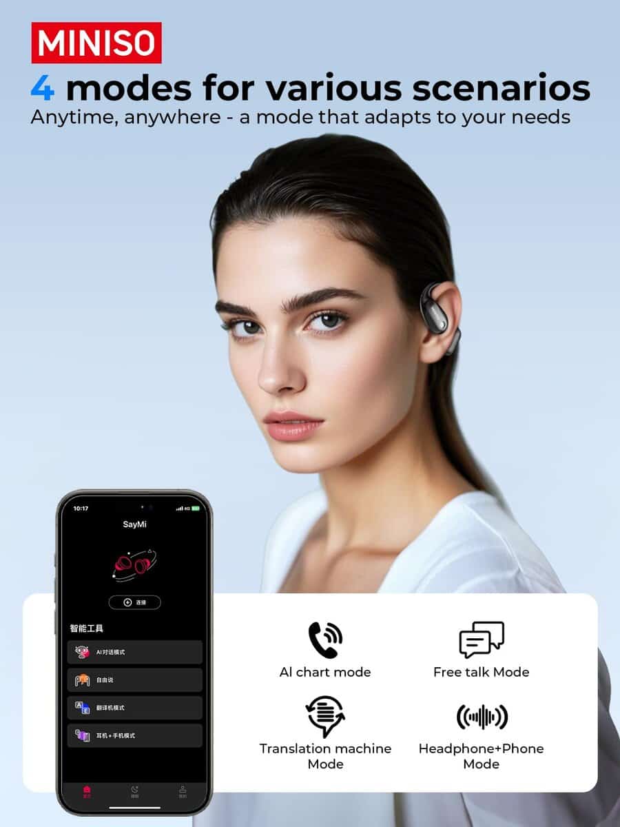 MINISO Auriculares Traductores de Idiomas, Auriculares de - Imagen 6