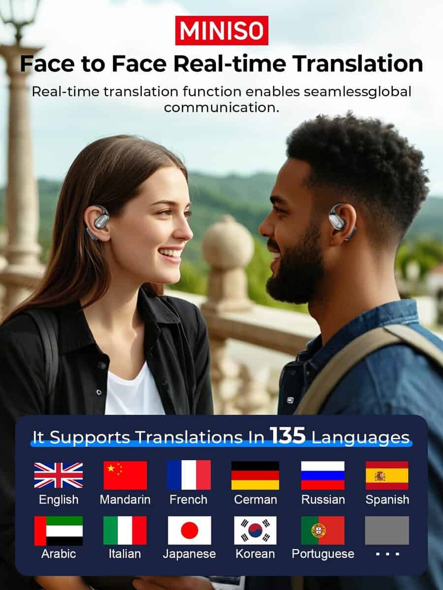 MINISO Auriculares Traductores de Idiomas, Auriculares de - Imagen 4