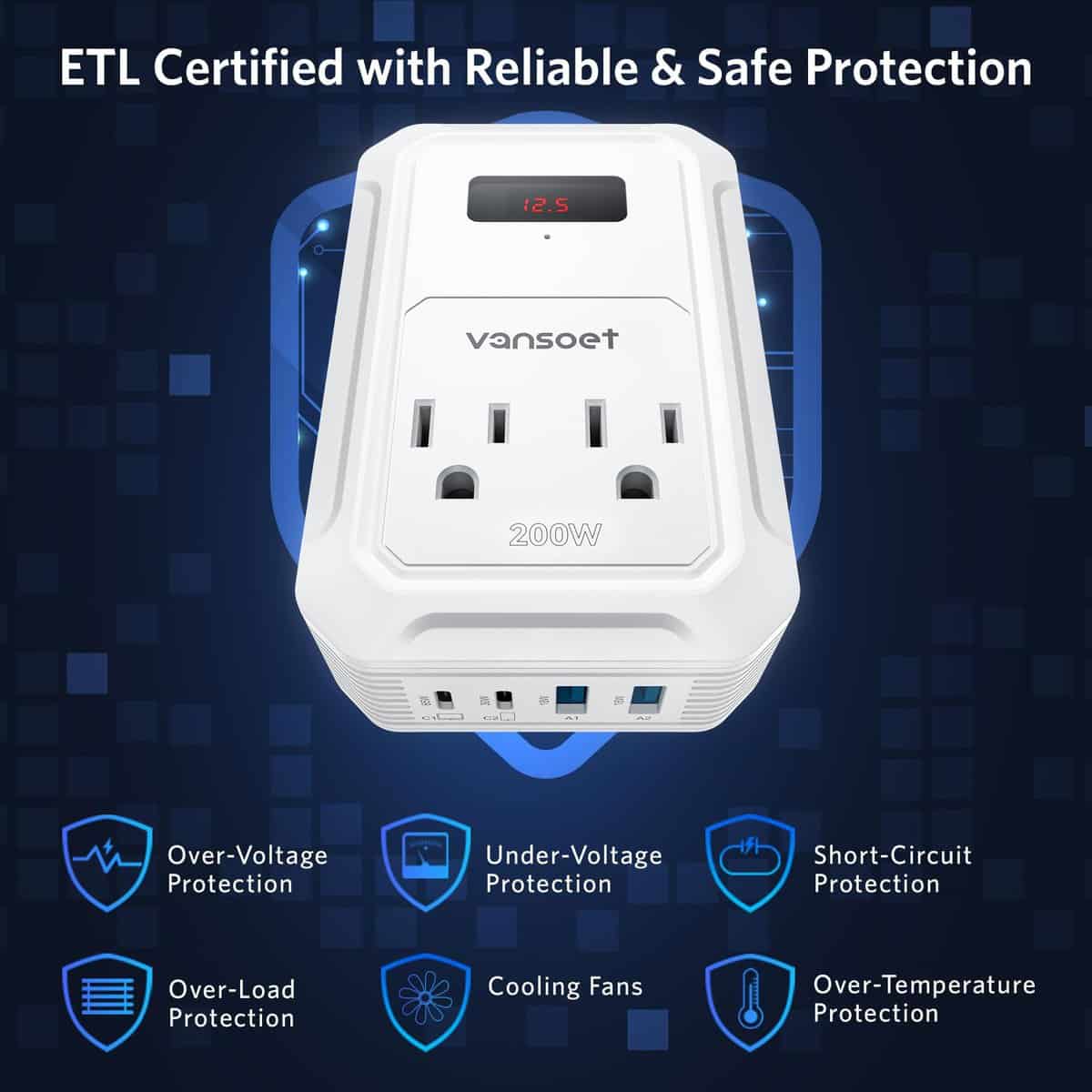 Inversor de corriente para automóvil de 200W -Blanco - Imagen 5