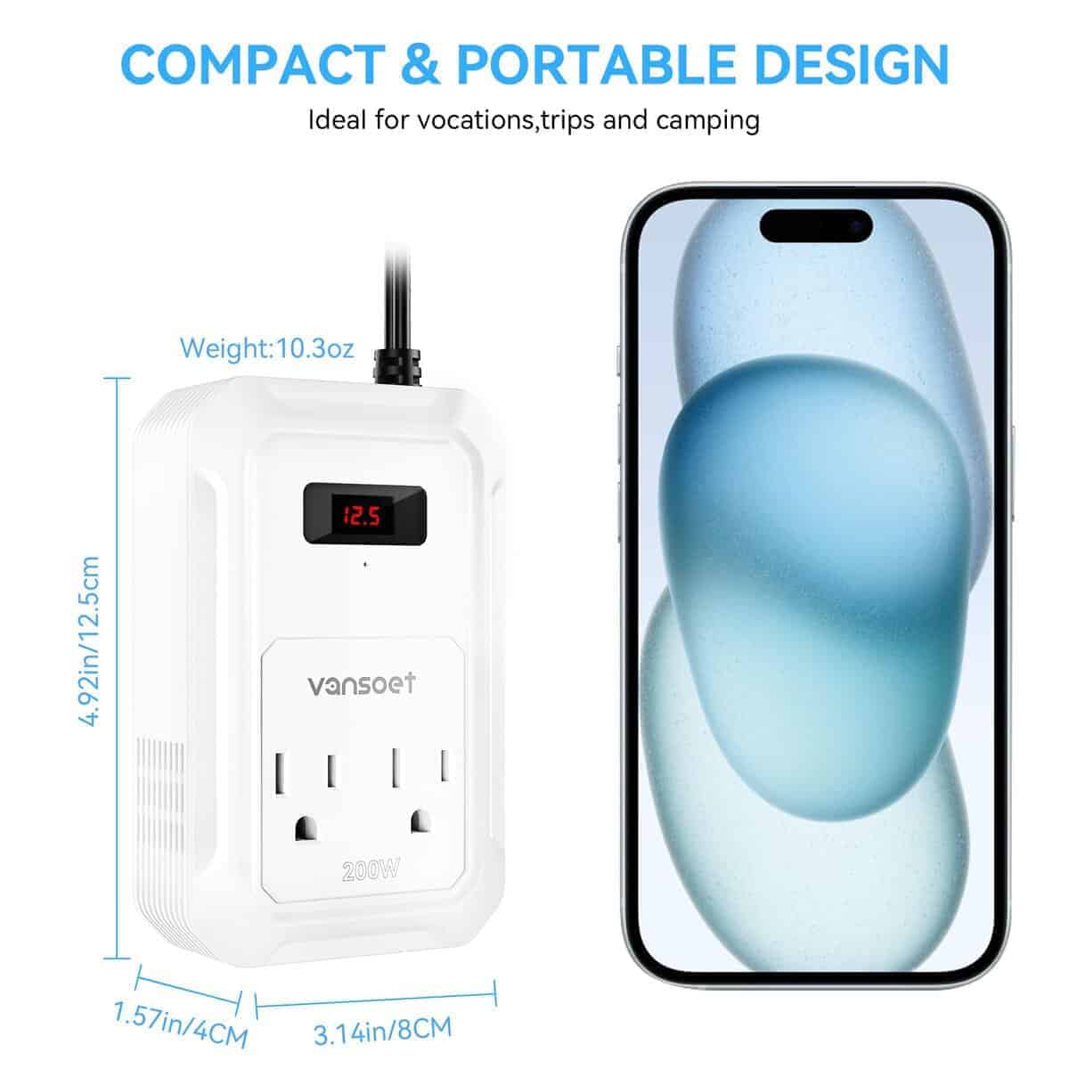 Inversor de corriente para automóvil de 200W -Blanco - Imagen 8