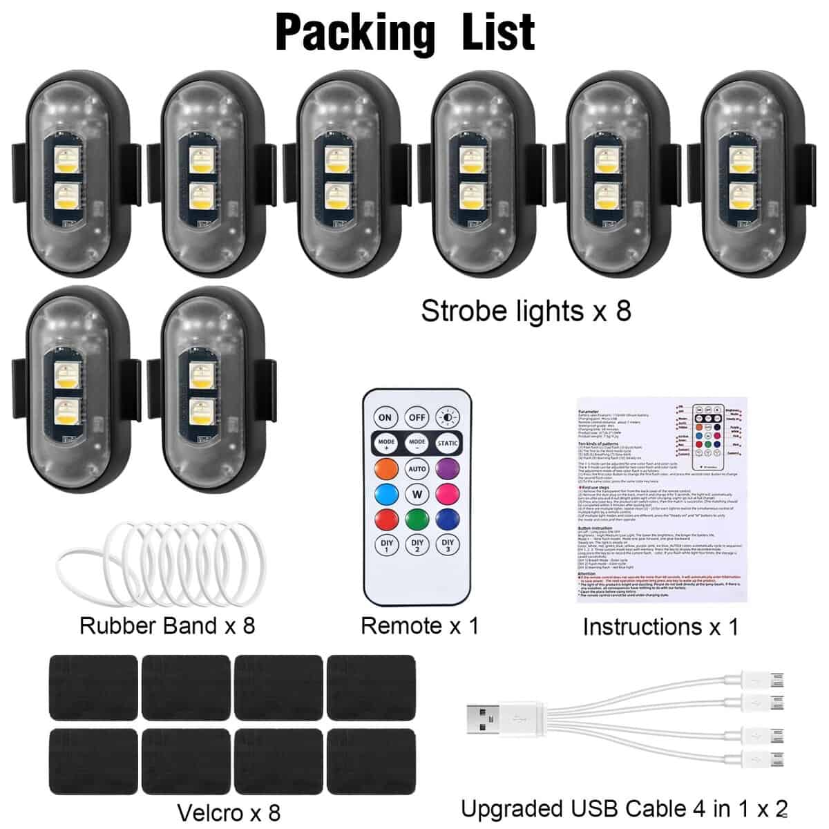 8PCS Luces Estroboscópicas Inalámbricas con Control Remoto, - Imagen 8