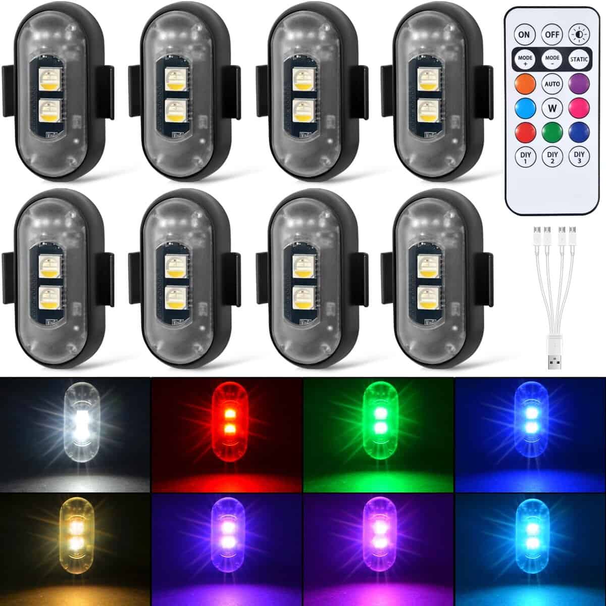 8PCS Luces Estroboscópicas Inalámbricas con Control Remoto,