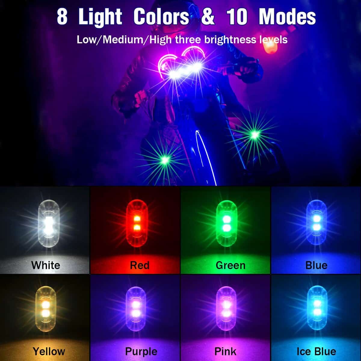8PCS Luces Estroboscópicas Inalámbricas con Control Remoto, - Imagen 3