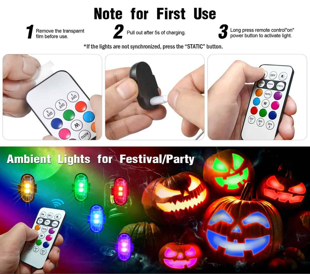 8PCS Luces Estroboscópicas Inalámbricas con Control Remoto, - Imagen 9