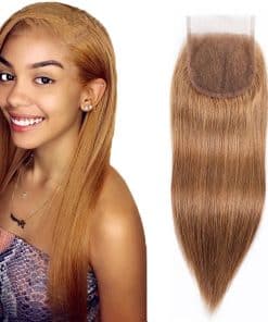 #30 Cierre de Encaje Marrón 4X4 HD Cierre Frontal