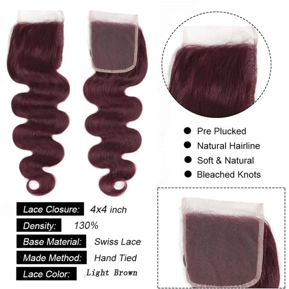 #99j Cierre de Encaje Rojo Vino 4X4 HDTransparente Frente - Imagen 4