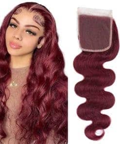 #99j Cierre de Encaje Rojo Vino 4X4 HDTransparente Frente