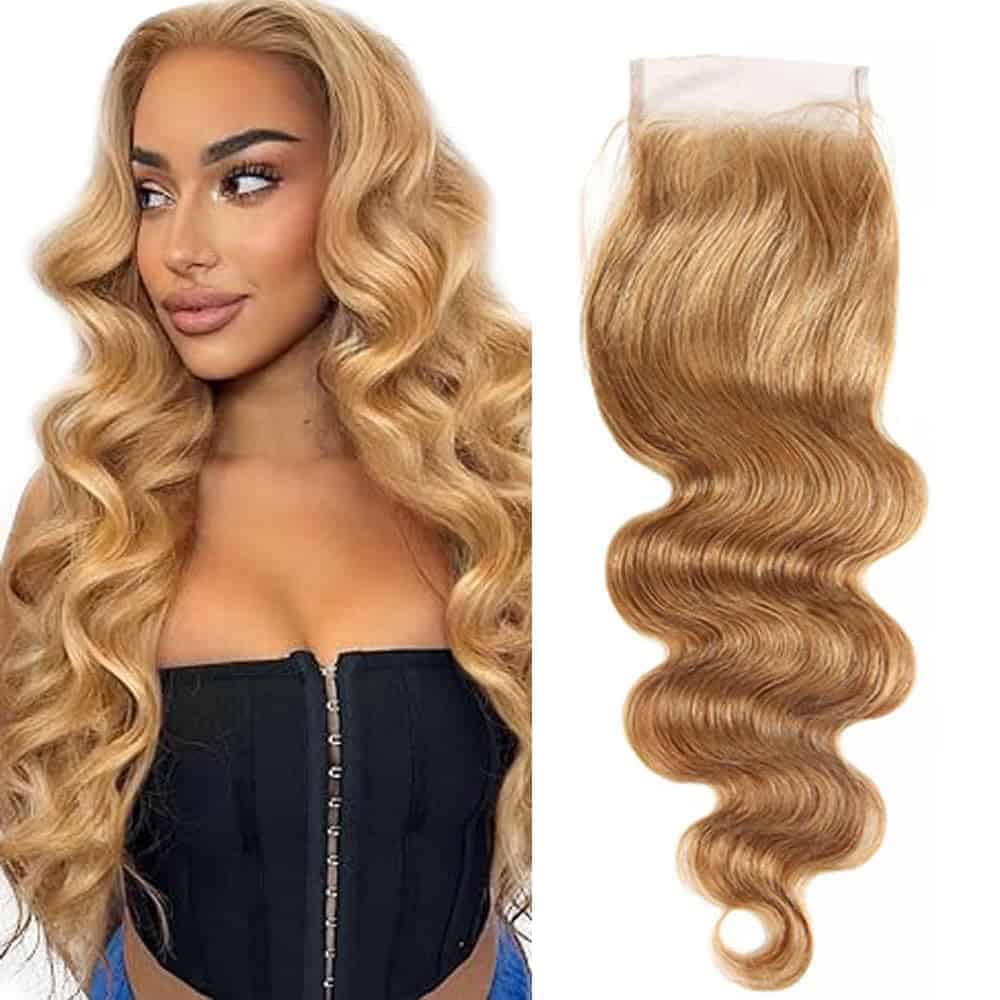 #27 Cierre de Encaje Rubia Miel 4X4 HD Cierre Frontal