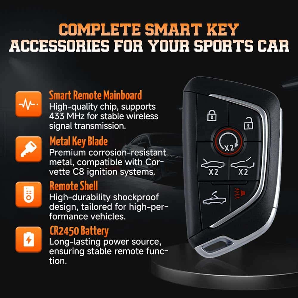 Llave inteligente para Chevy Corvette C8 2020-2024 433MHz - Imagen 4