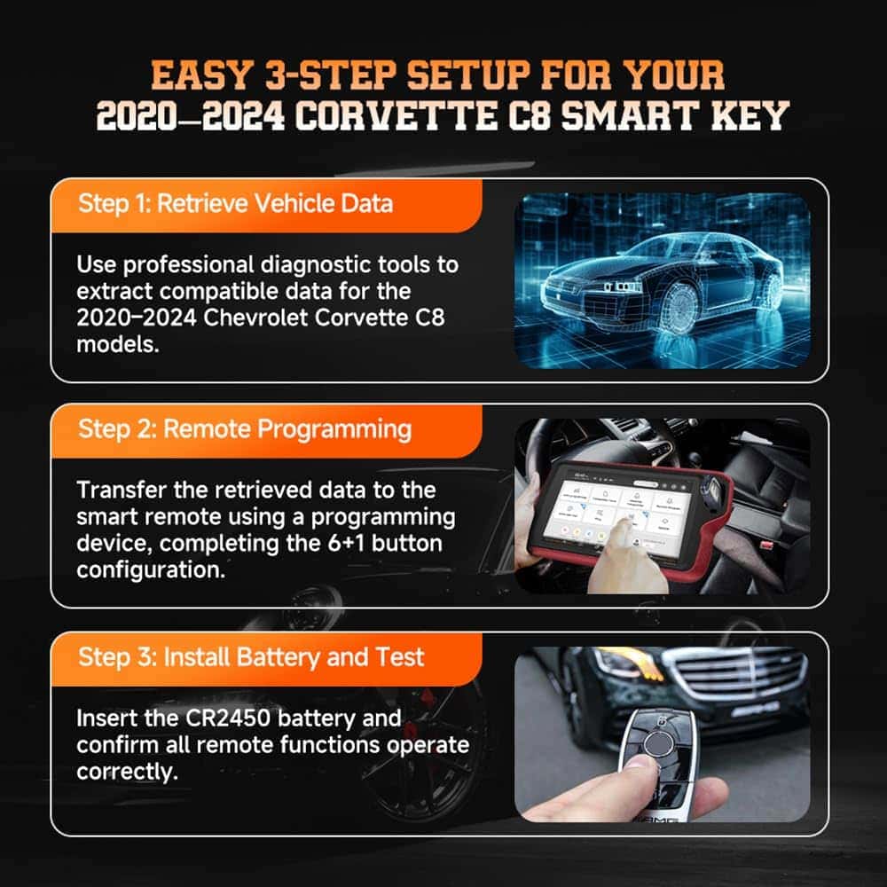 Llave inteligente para Chevy Corvette C8 2020-2024 433MHz - Imagen 3