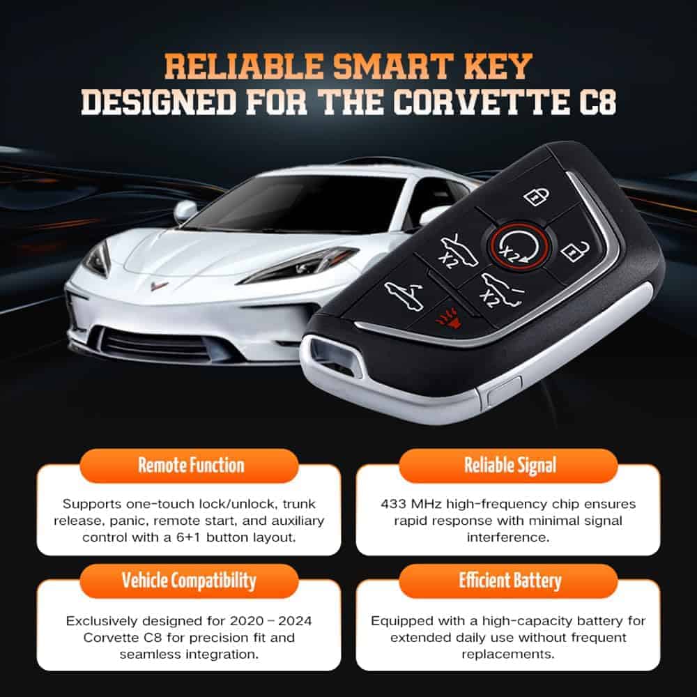 Llave inteligente para Chevy Corvette C8 2020-2024 433MHz - Imagen 5