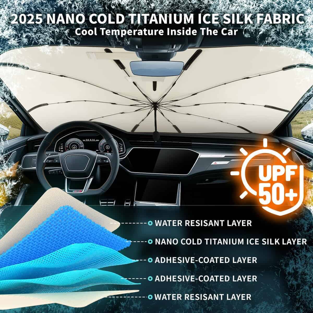 Sombrilla para parabrisas de automóvil 2025, 57"*33", - Imagen 3