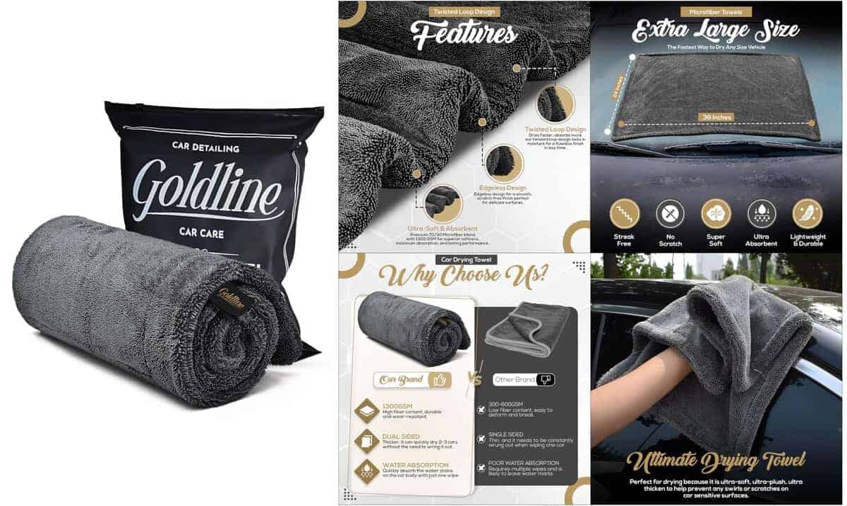 Toalla de secado para automóviles Goldline - Absorbe más de - Imagen 6