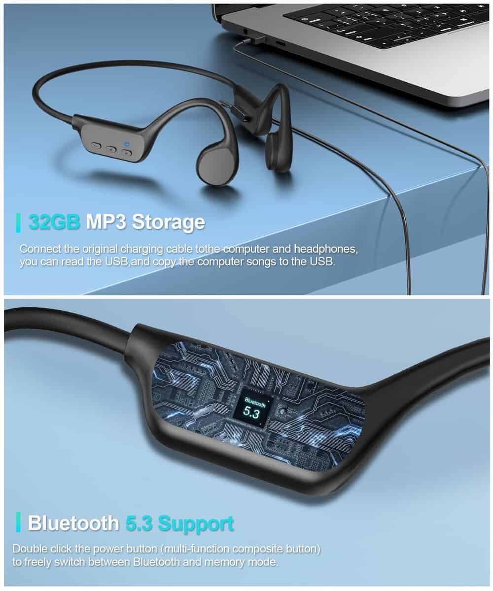 Audífonos de conducción ósea, Auriculares -Negro - Imagen 8