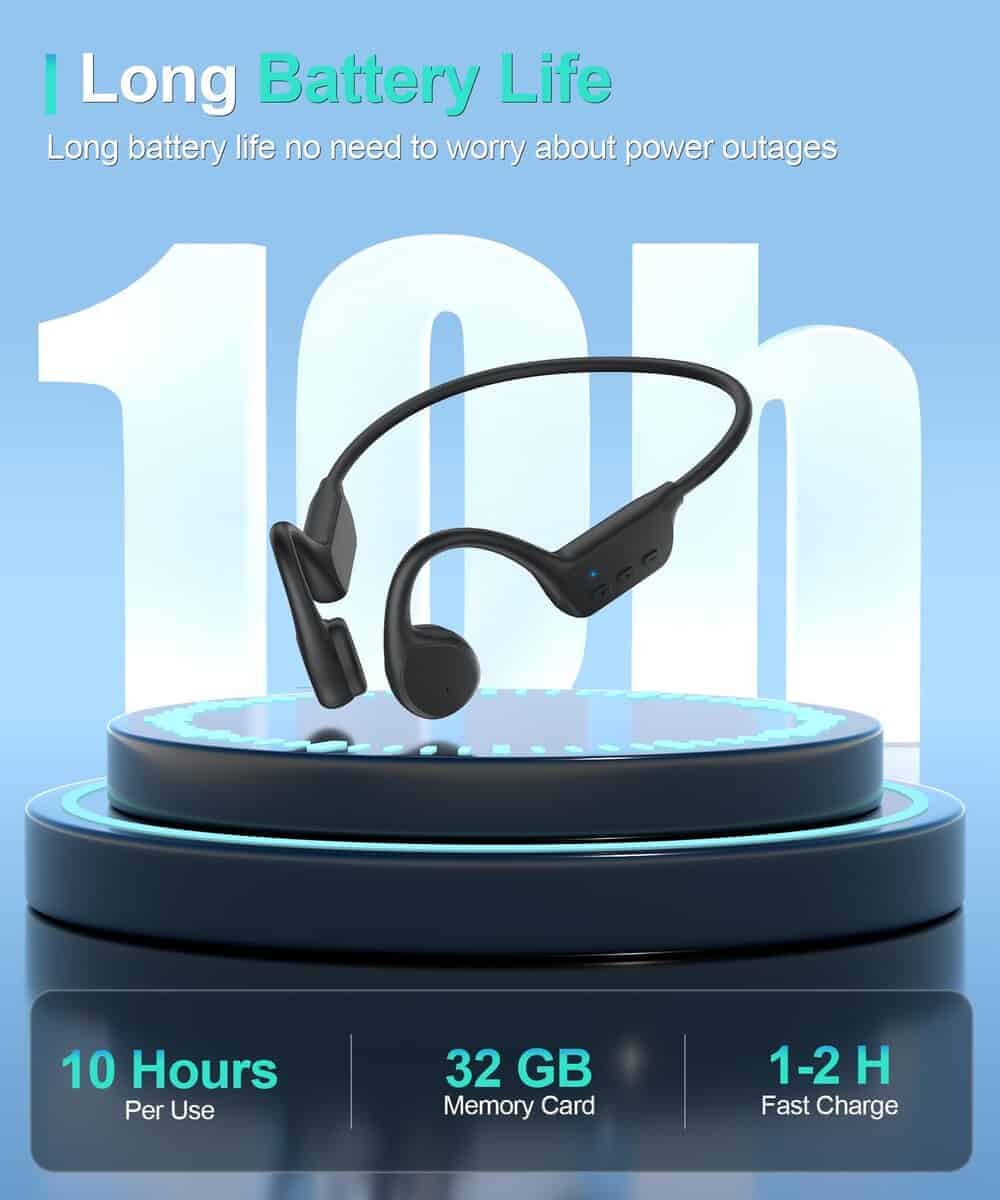 Audífonos de conducción ósea, Auriculares -Negro - Imagen 7