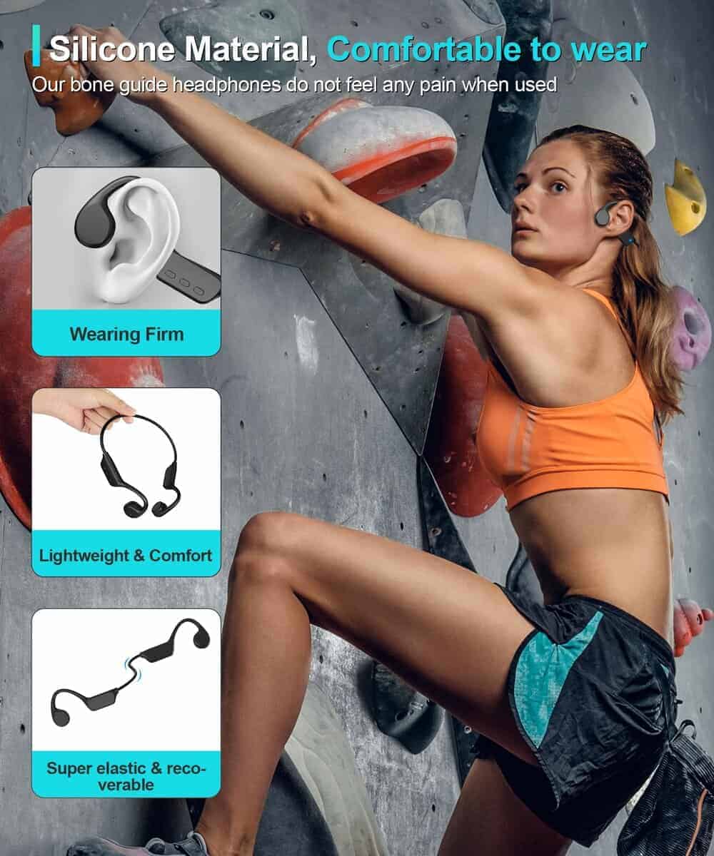 Audífonos de conducción ósea, Auriculares -Negro - Imagen 3