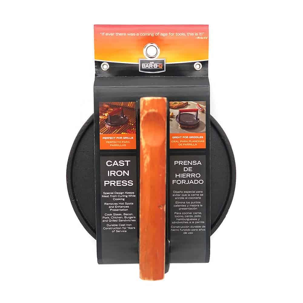 Prensa para hamburguesas de hierro fundido Mr. Bar-B-Q,