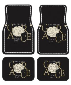 Tapetes de Auto con Diseño de Rosa Blanca, Patrón Elegante