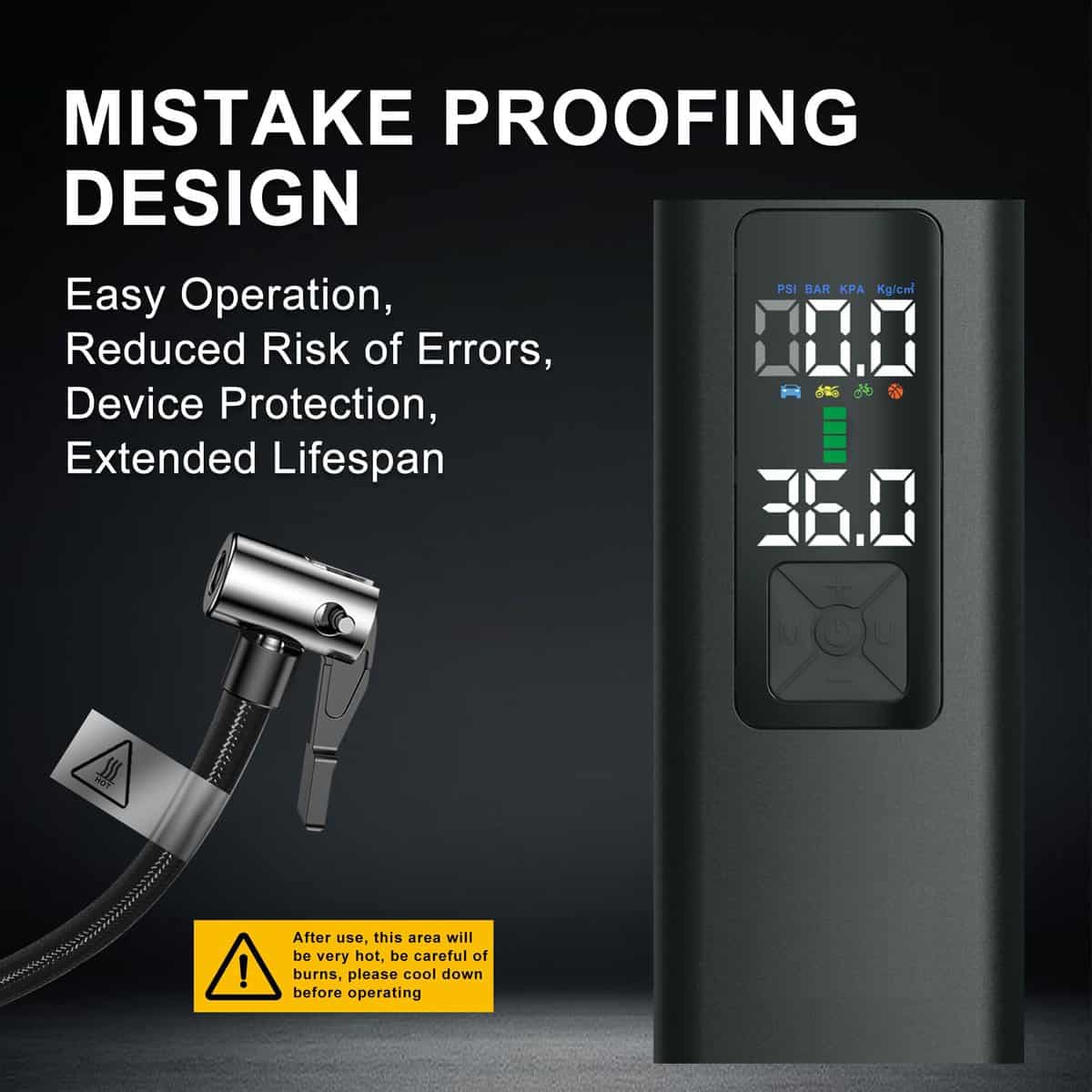 Inflador de Neumáticos Compresor de Aire Portátil LIDEIE - Imagen 7