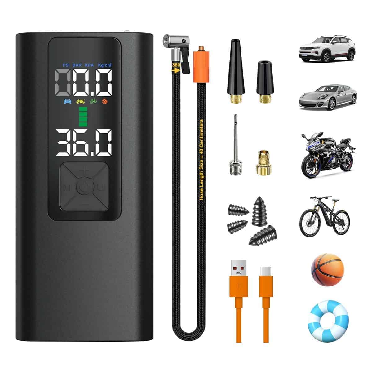 Inflador de Neumáticos Compresor de Aire Portátil LIDEIE