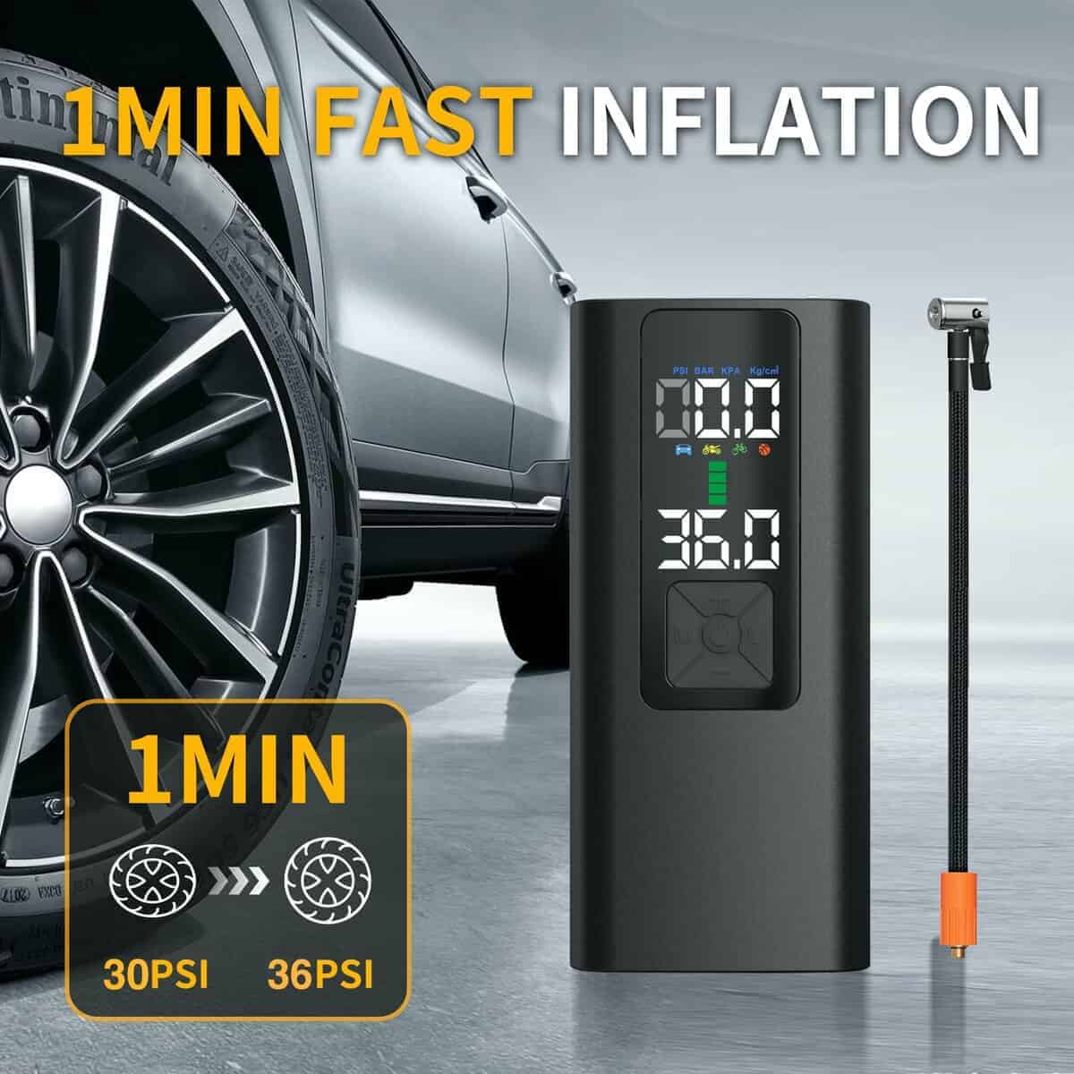 Inflador de Neumáticos Compresor de Aire Portátil LIDEIE - Imagen 3