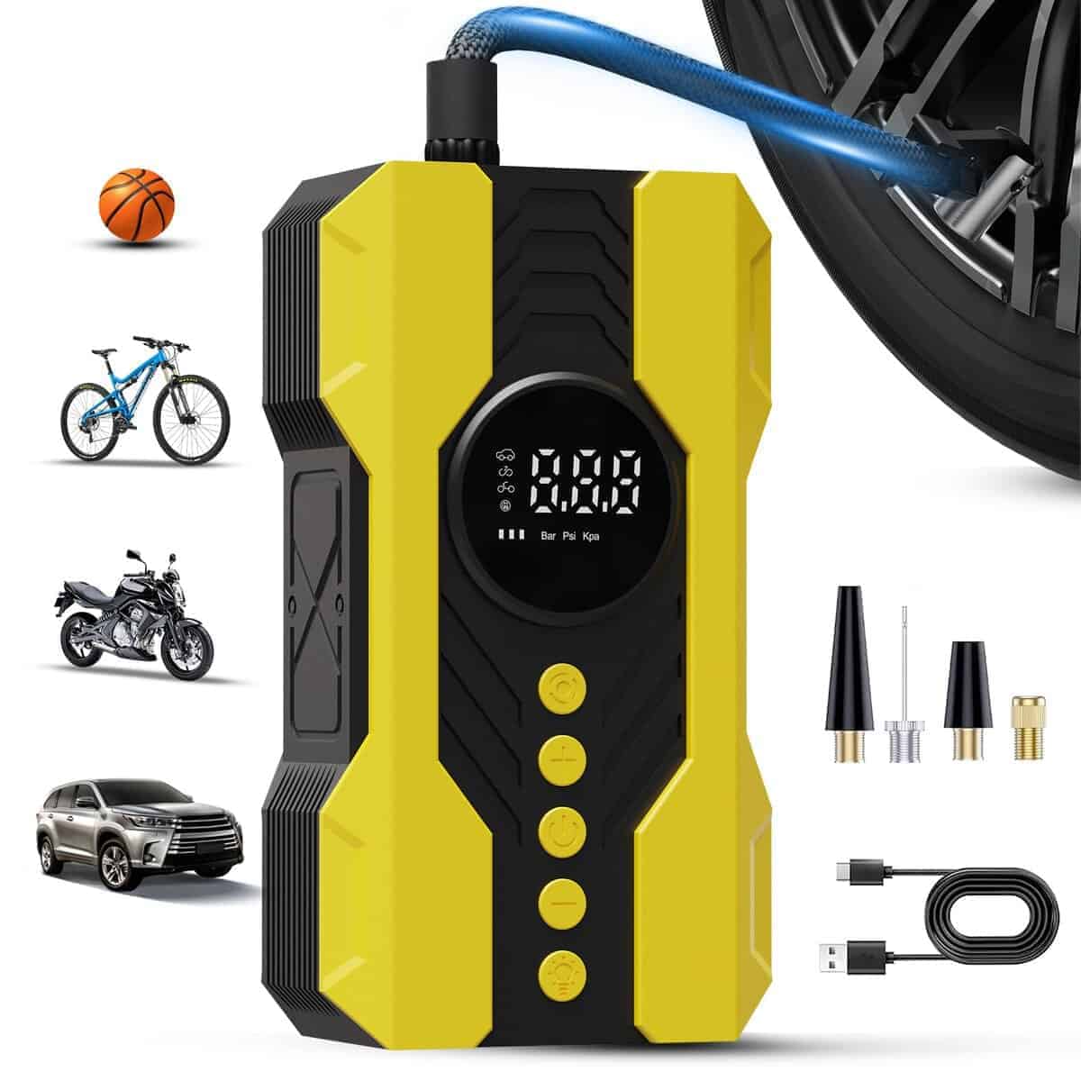 Compresor de aire portátil Kalyoosen Tire Inflator, 200PSI