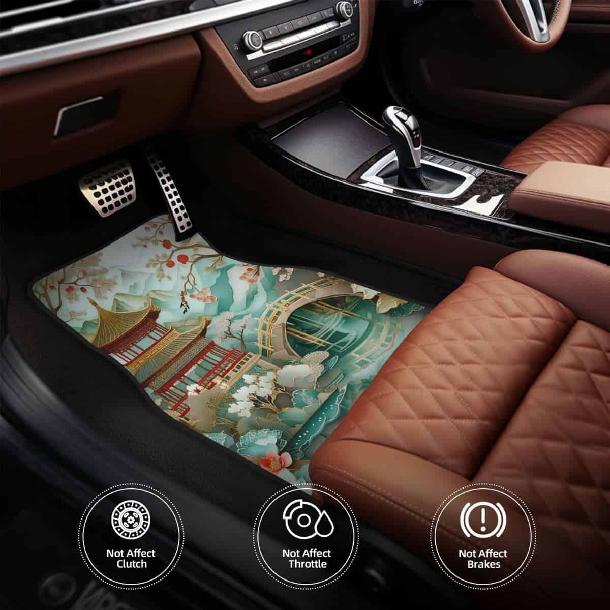 Tapetes para automóvil de tela artística Tewujay - Base de - Imagen 4