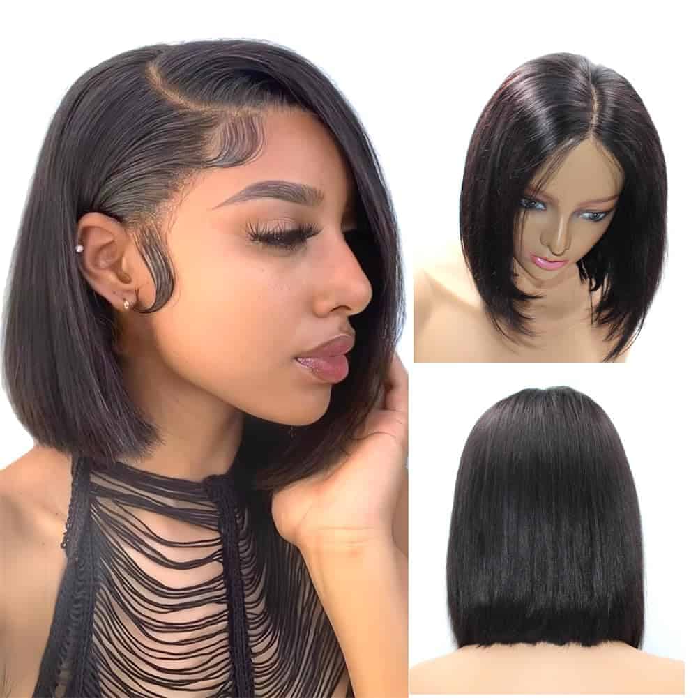 Peluca Bob Blunt Cut de 10 pulgadas de Cabello Humano para - Imagen 5