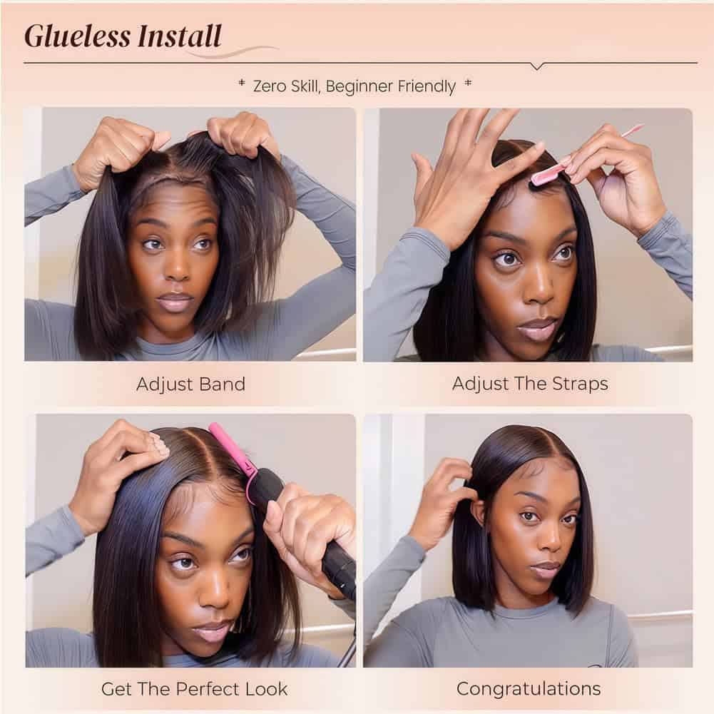Peluca Bob Blunt Cut de 10 pulgadas de Cabello Humano para - Imagen 4