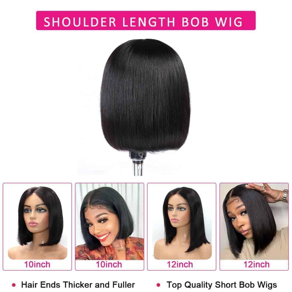 Peluca Bob Blunt Cut de 10 pulgadas de Cabello Humano para - Imagen 6