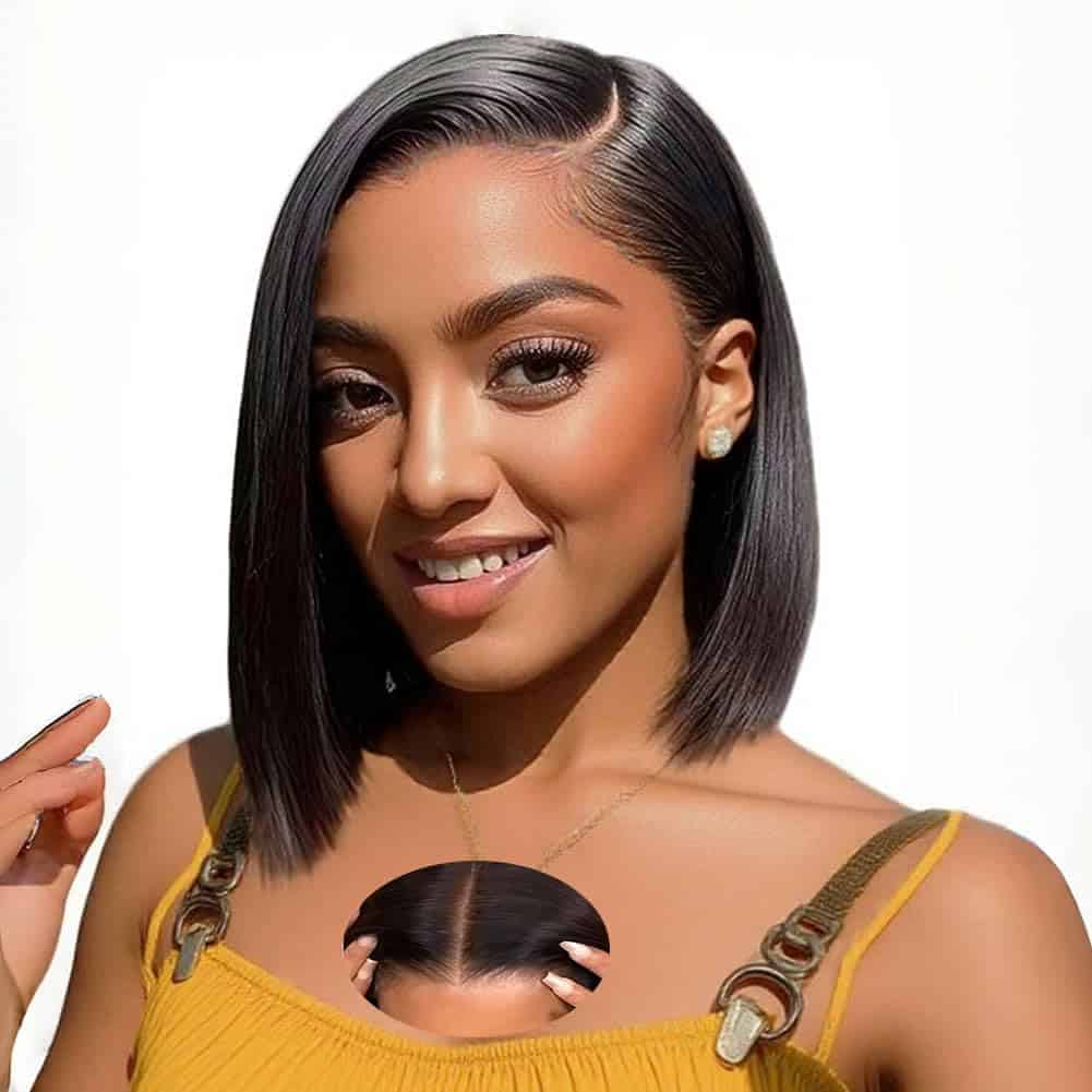Peluca Bob Blunt Cut de 10 pulgadas de Cabello Humano para