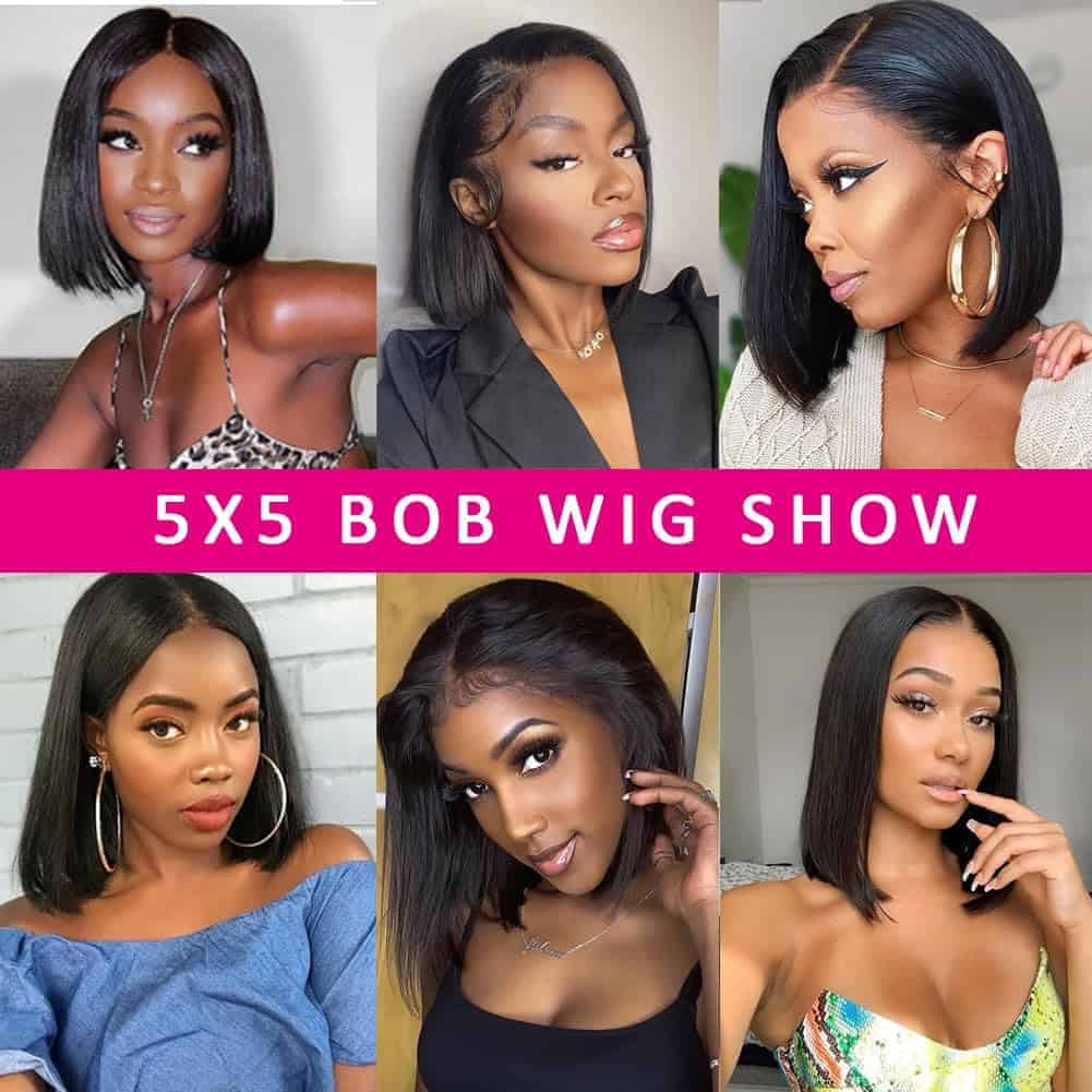 Peluca Bob Blunt Cut de 10 pulgadas de Cabello Humano para - Imagen 9