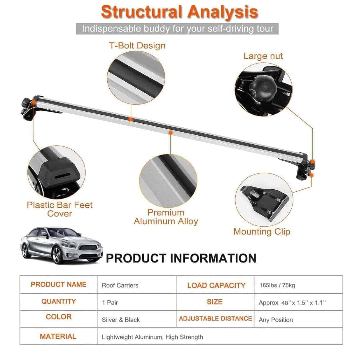 Barras transversales universales ajustables para -Blanco y N - Imagen 5