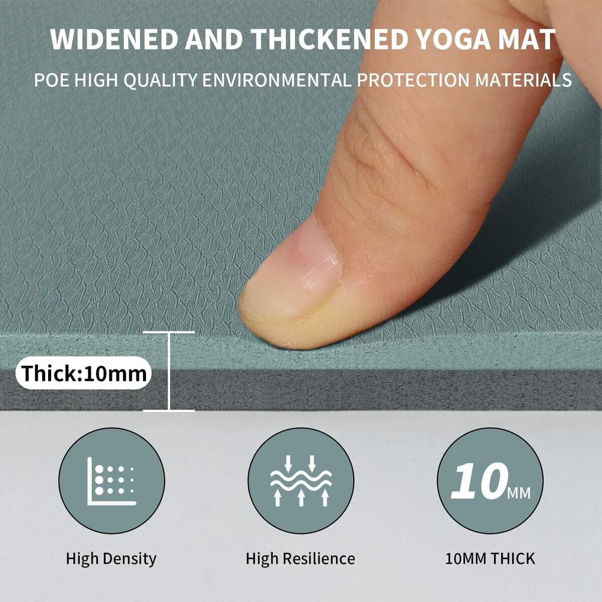 Tapete de Yoga Grande de 10 mm (6 'x 4') - Extra Largo y - Imagen 6