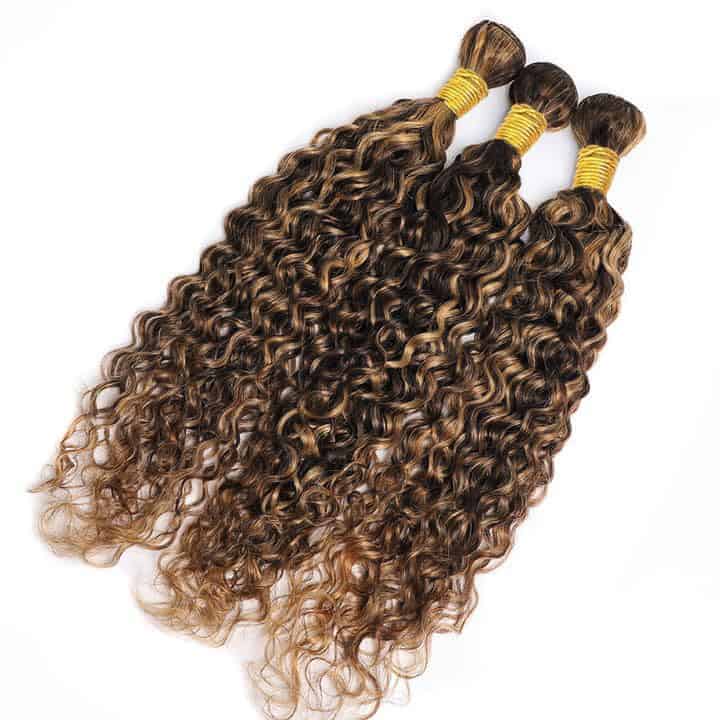 P430 Highlight Brown Bundles Cabello Humano Water Wave 22 - Imagen 8