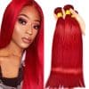 Paquetes de Cabello Humano Rojo Liso 26 28 30 Pulgadas