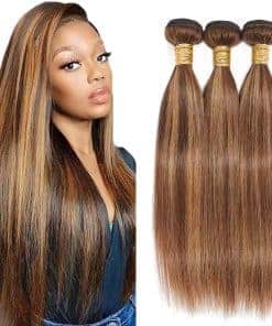 Paquetes de cabello humano recto P430 Highlight Brown de 20