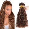 Paquetes de Cabello Humano Onda de Agua Marrón Destacado