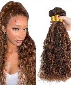 Paquetes de Cabello Humano Onda de Agua Marrón Destacado