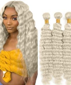 #88 Mechones de Cabello Humano Ondulado Profundo de Platino